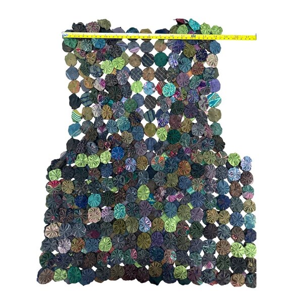 CCC Handmade Thai Silk Vest Colorful Yo Yo Pattern Open Sleeveless Design Small - Picture 3 of 9